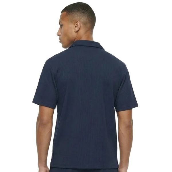 Malelions Ribbed Camp Collar Overhemd Navy