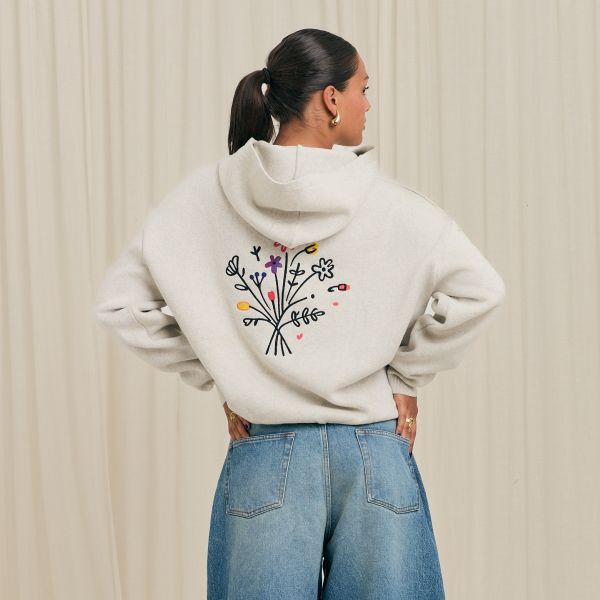 Arbor Antwerp Flower Garden Knitted Hoodie Grijs