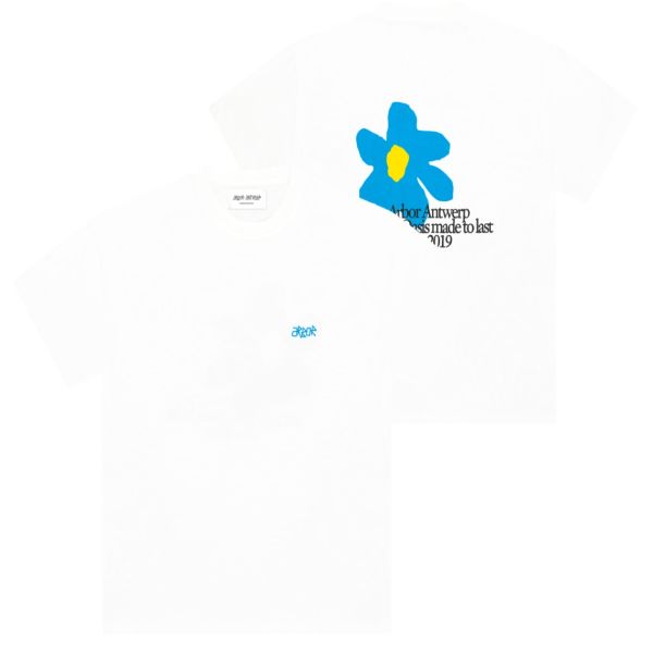Arbor Antwerp Flower Oasis Blue T-shirt Wit