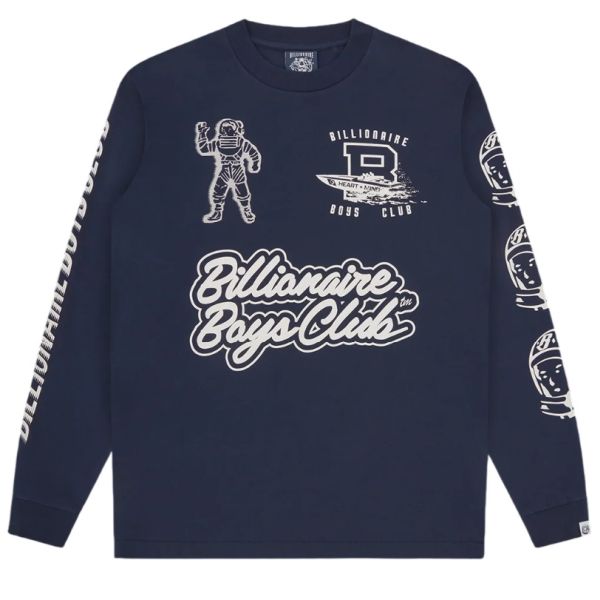 Billionaire Boys Club Global Regatta Multi Print Longsleeve T-shirt Navy