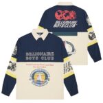 Billionaire Boys Club World Regatta Oversized Rugby Shirt Off White/Blauw