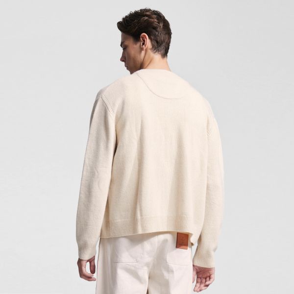 Bram's Fruit Script Logo Button-Up Knit Vest Beige