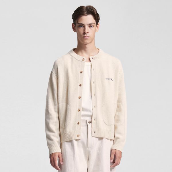 Bram's Fruit Script Logo Button-Up Knit Vest Beige