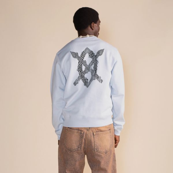 Daily Paper Snake Shield Sweater Licht Blauw