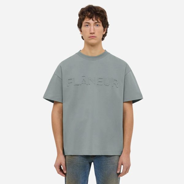 Flâneur Embossed T-shirt Donker Blauw