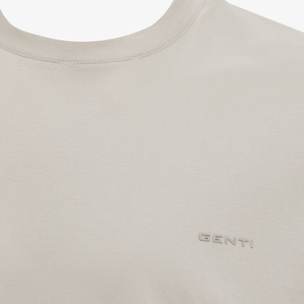 Genti Mercerized Logo T-shirt Beige