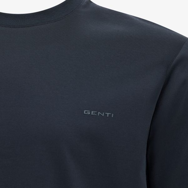 Genti Mercerized Logo T-shirt Navy