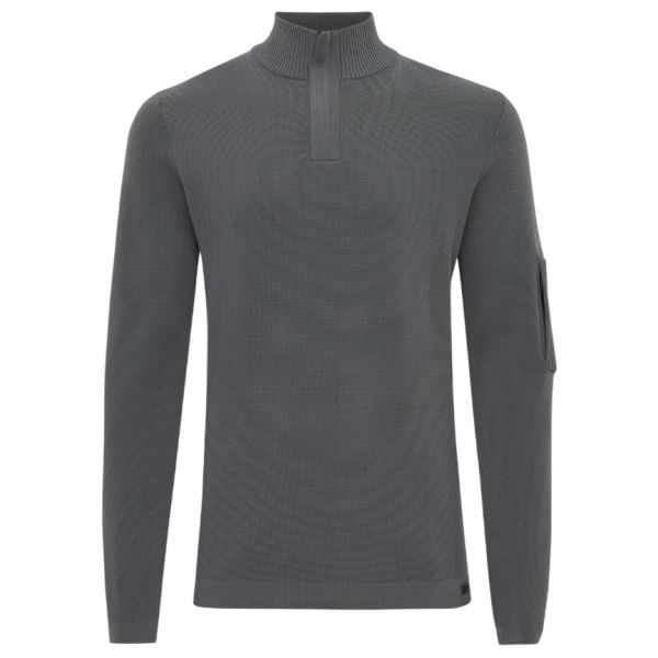 Genti Turtle Zip Sweater Antraciet