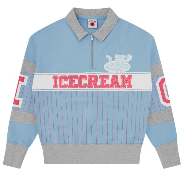 Icecream IC Cubs Collared Quarter Zip Sweater Licht Blauw