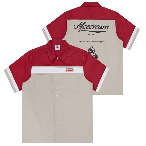 Icecream Parlor Work Overhemd Beige/Rood