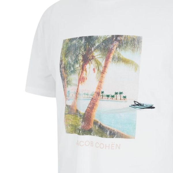 Jacob Cohën Palm Printed T-shirt Wit