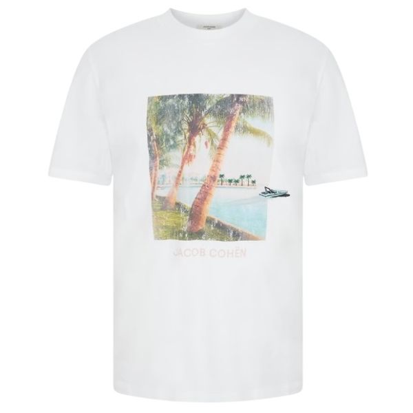 Jacob Cohën Palm Printed T-shirt Wit