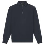 Malelions Knitted Longsleeve Zip Polo Navy