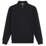 Malelions Knitted Longsleeve Zip Polo Zwart