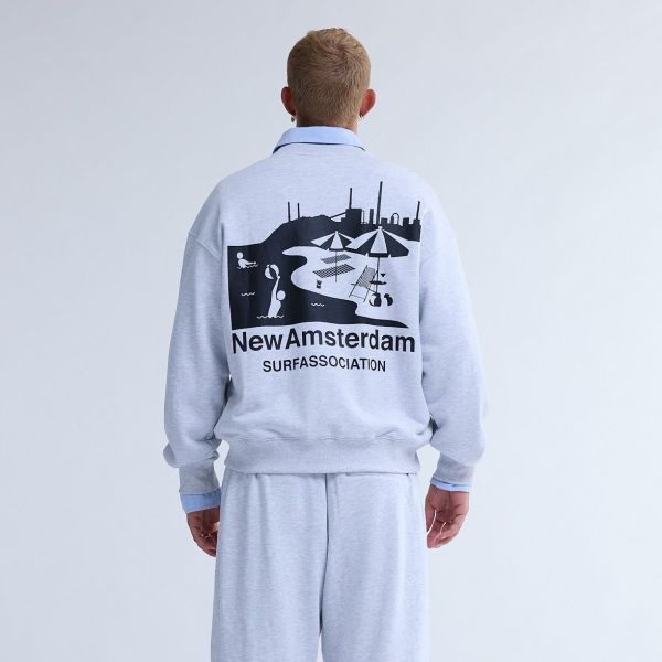 New Amsterdam Surf Association Beach Sign Sweater Grijs