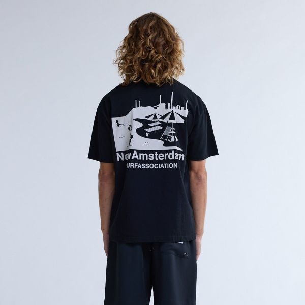 New Amsterdam Surf Association Beach Sign T-shirt Zwart