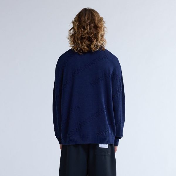 New Amsterdam Surf Association Logo Jacquard Knit Sweater Navy