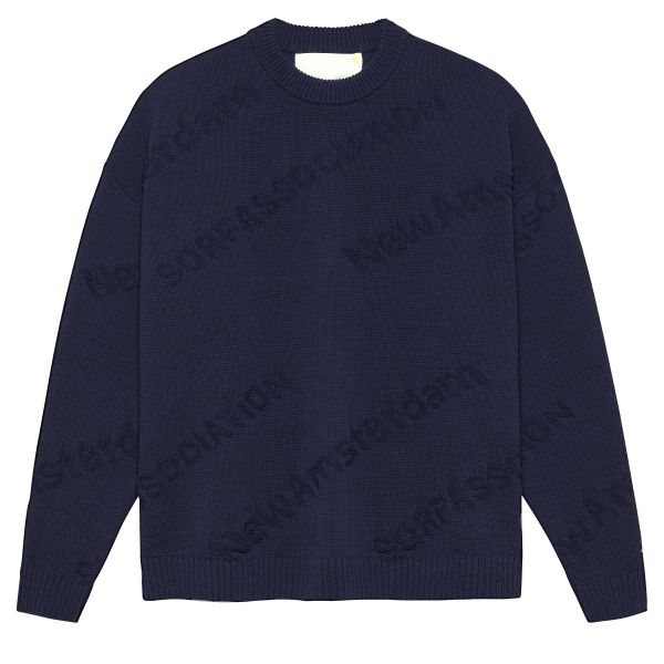 New Amsterdam Surf Association Logo Jacquard Knit Sweater Navy