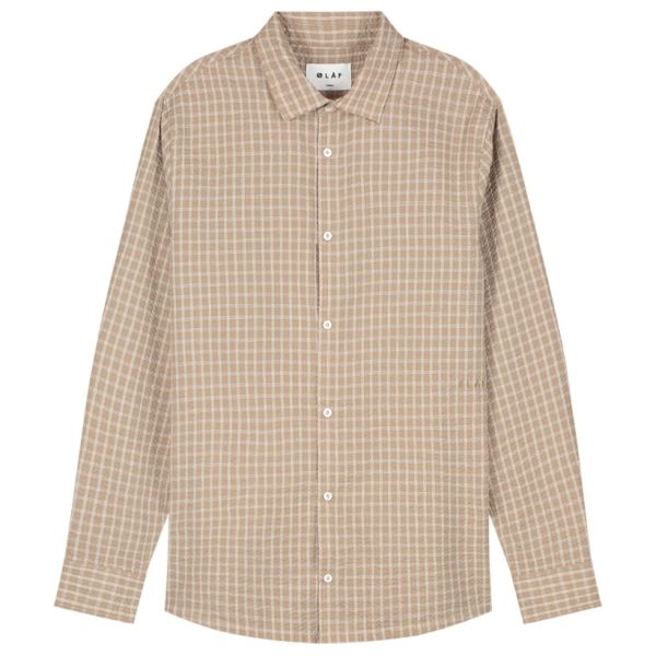Olaf Checked Seersucker Overhemd Beige