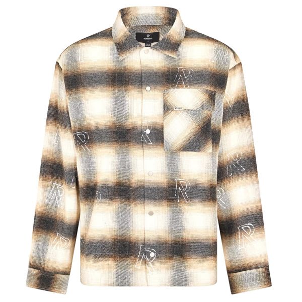 Represent All Over Initial Flannel Overshirt Bruin/Beige