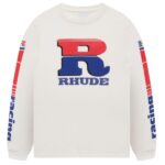 Rhude Split Petrol Logo Longsleeve T-shirt Off White