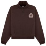 Sporty & Rich NY Crest Embroidered Quarter Zip Sweater Bruin