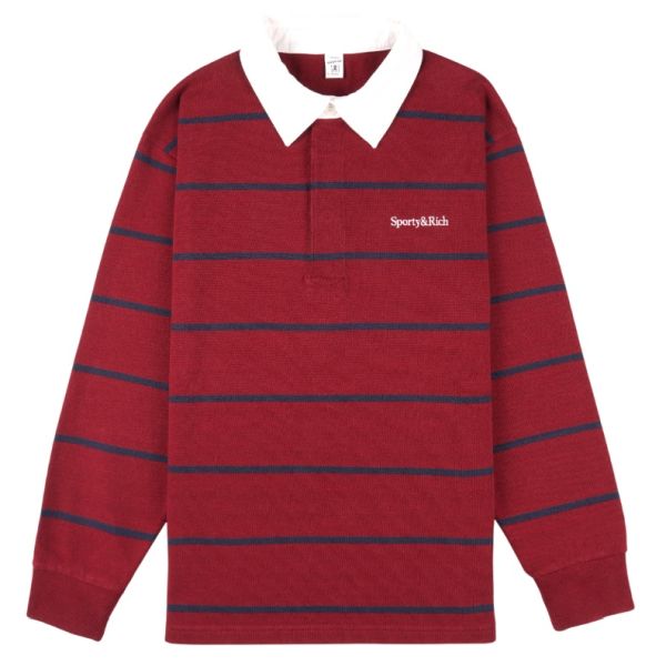Sporty & Rich Serif Logo Rugby Polo Bordeaux
