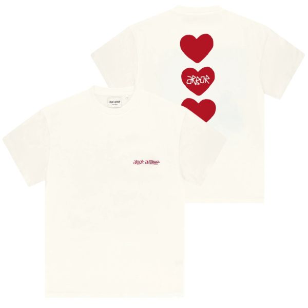 Arbor Antwerp Red Triple Hearts T-shirt Wit