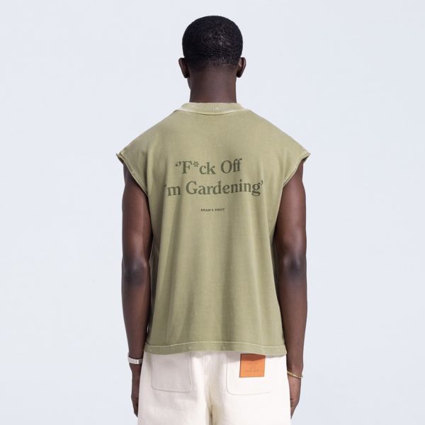Bram’s Fruit Gardening Distressed Sleeveless T-shirt Licht Groen