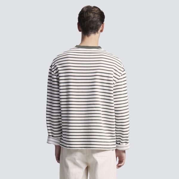 Bram's Fruit Varsity Striped Longsleeve T-shirt Wit/Donker Groen