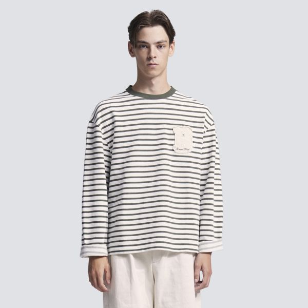Bram's Fruit Varsity Striped Longsleeve T-shirt Wit/Donker Groen