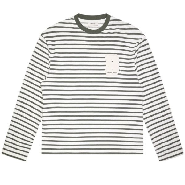 Bram's Fruit Varsity Striped Longsleeve T-shirt Wit/Donker Groen