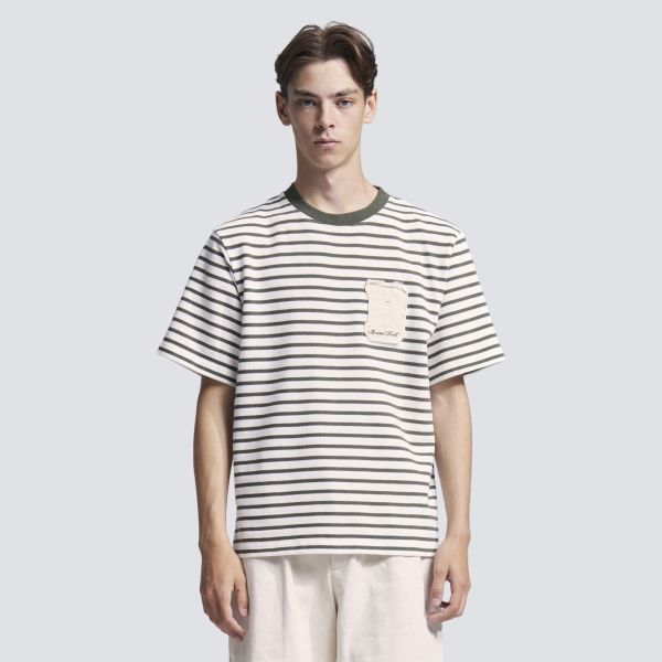 Bram's Fruit Varsity Striped T-shirt Wit/Donker Groen