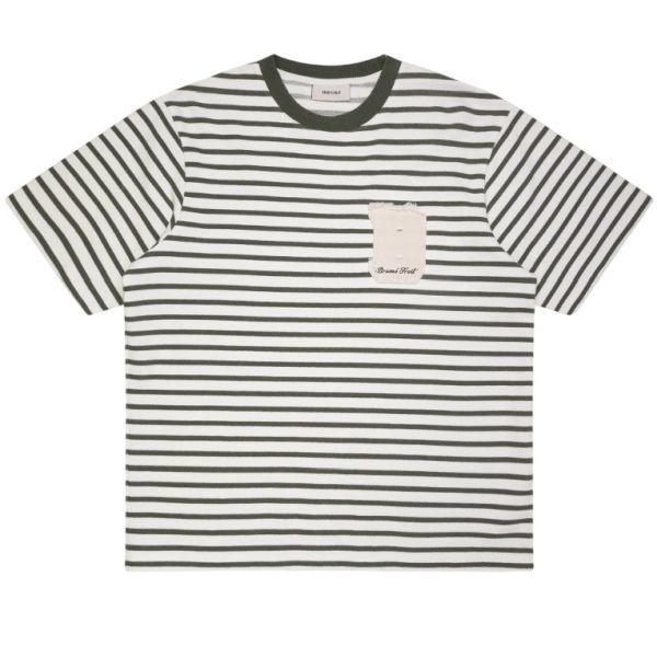 Bram's Fruit Varsity Striped T-shirt Wit/Donker Groen
