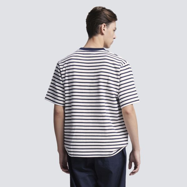 Bram's Fruit Varsity Striped T-shirt Wit/Navy