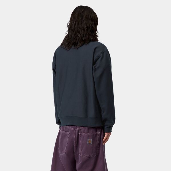 Carhartt WIP Half Zip American Script Sweater Navy