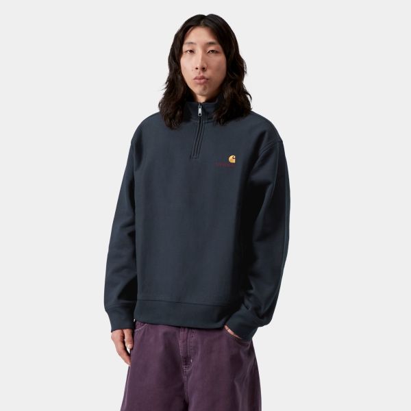 Carhartt WIP Half Zip American Script Sweater Navy