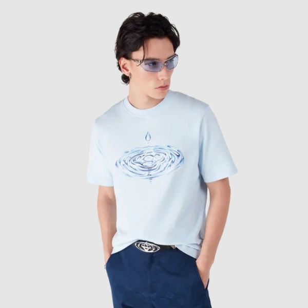 Casablanca Drip Logo T-shirt Licht Blauw