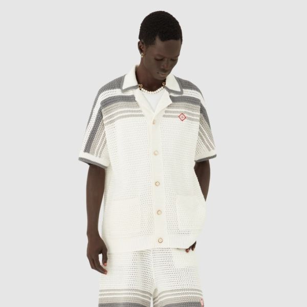 Casablanca Tennis Crochet Overhemd Wit