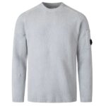 CP Company Cotton Chenille Lens Knit Sweater Licht Blauw