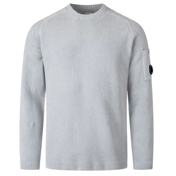 CP Company Cotton Chenille Lens Knit Sweater Licht Blauw