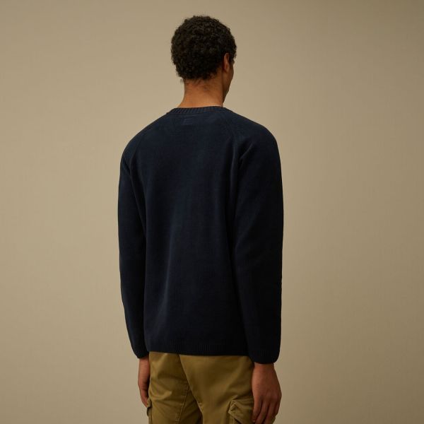 CP Company Cotton Chenille Lens Knit Sweater Navy