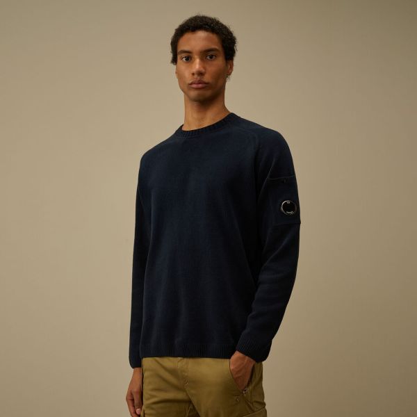 CP Company Cotton Chenille Lens Knit Sweater Navy