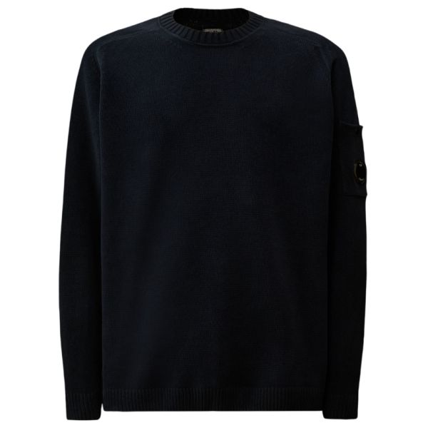 CP Company Cotton Chenille Lens Knit Sweater Navy