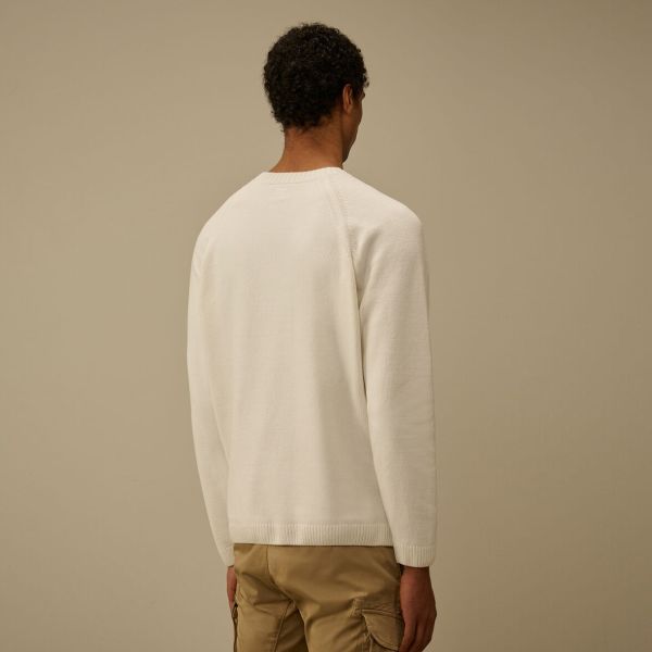 CP Company Cotton Chenille Lens Knit Sweater Wit