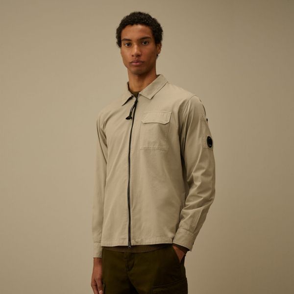 CP Company Gabardine Zipped Overshirt Beige