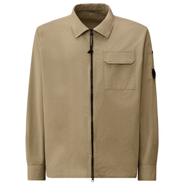 CP Company Gabardine Zipped Overshirt Beige
