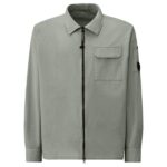 CP Company Gabardine Zipped Overshirt Licht Blauw