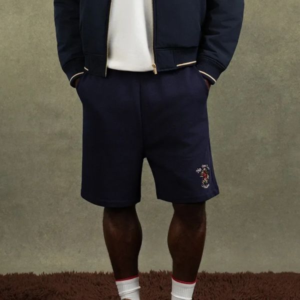 Drôle De Monsieur Slogan Rose Korte Broek Navy