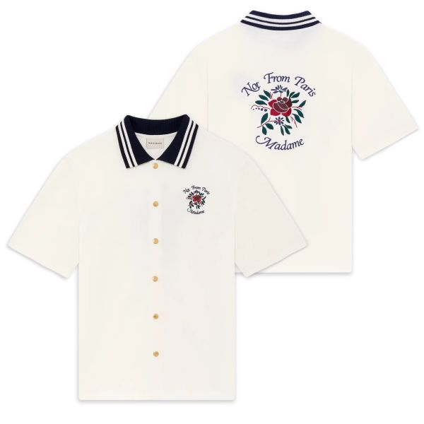 Drôle De Monsieur Slogan Rose Piqué Overhemd Off White